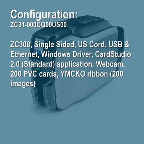 Zebra ZC31-000CQ00US00 ZC300 Simplex ID Card Printer System