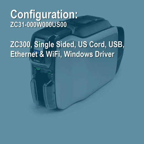 Zebra ZC31-000W000US00 ZC300 Simplex ID Card Printer
