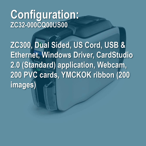 Zebra ZC32-000CQ00US00 ZC300 Duplex ID Card Printer System