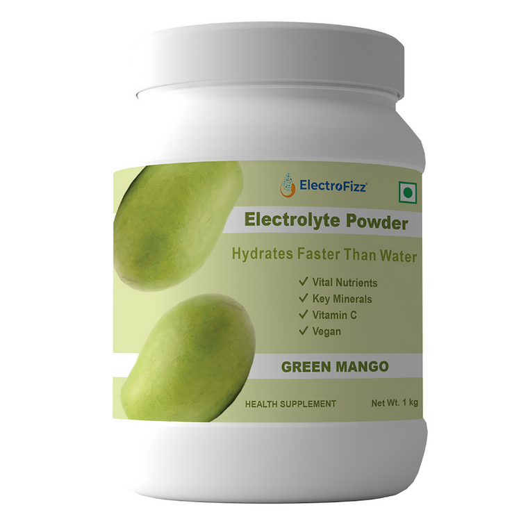 ElectroFizz Instant Hydration Drink Powder, Electrolytes,  Vitamin C,  Probiotics- Green Mango 1Kg Jar Pack