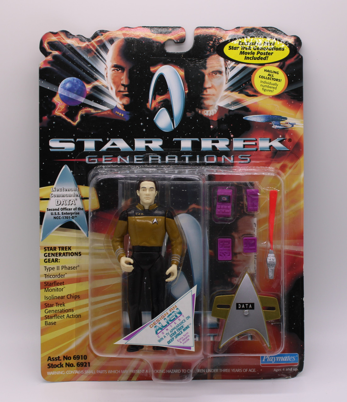 Star Trek Lt. Commander Data Actionfigur 12,7 Cm – Playmates Retro-Verpackung, 14 Gelenke