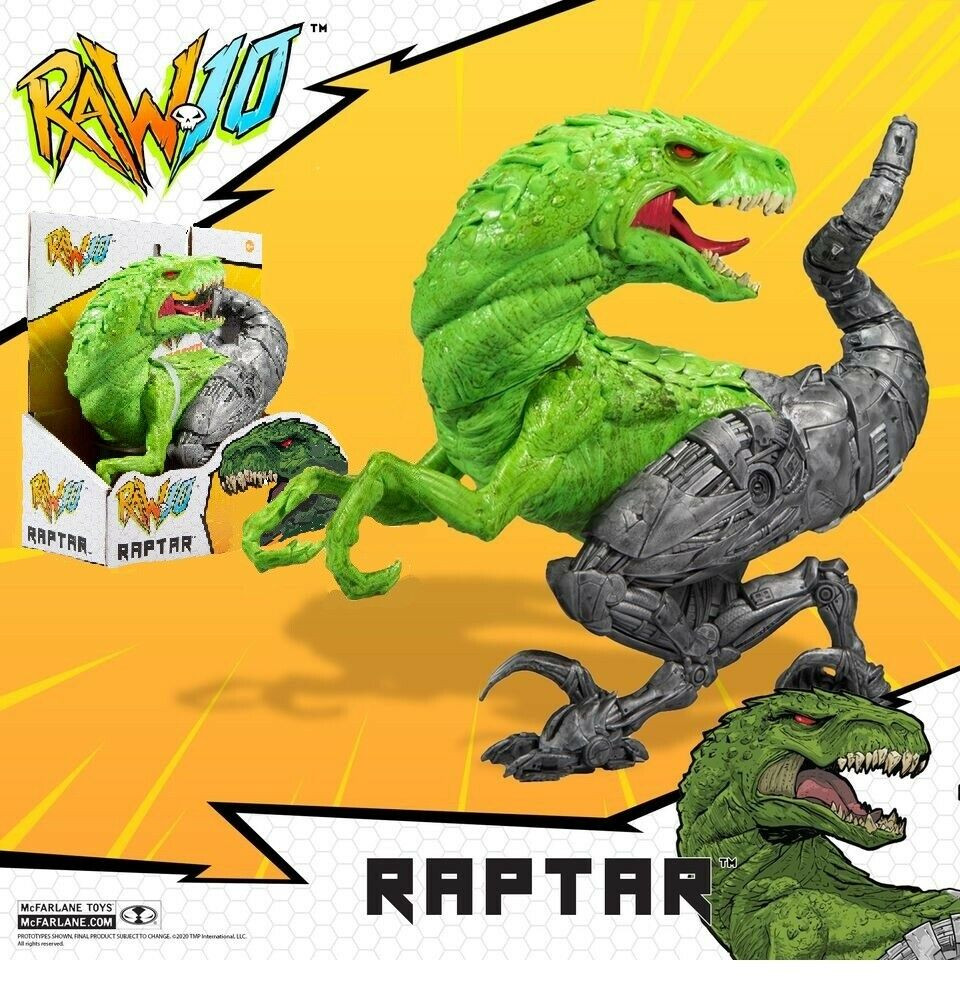 McFarlane Raw 10 Action Figure Raptar | 18 Cm Snodabile | Con Poster A Fumetti