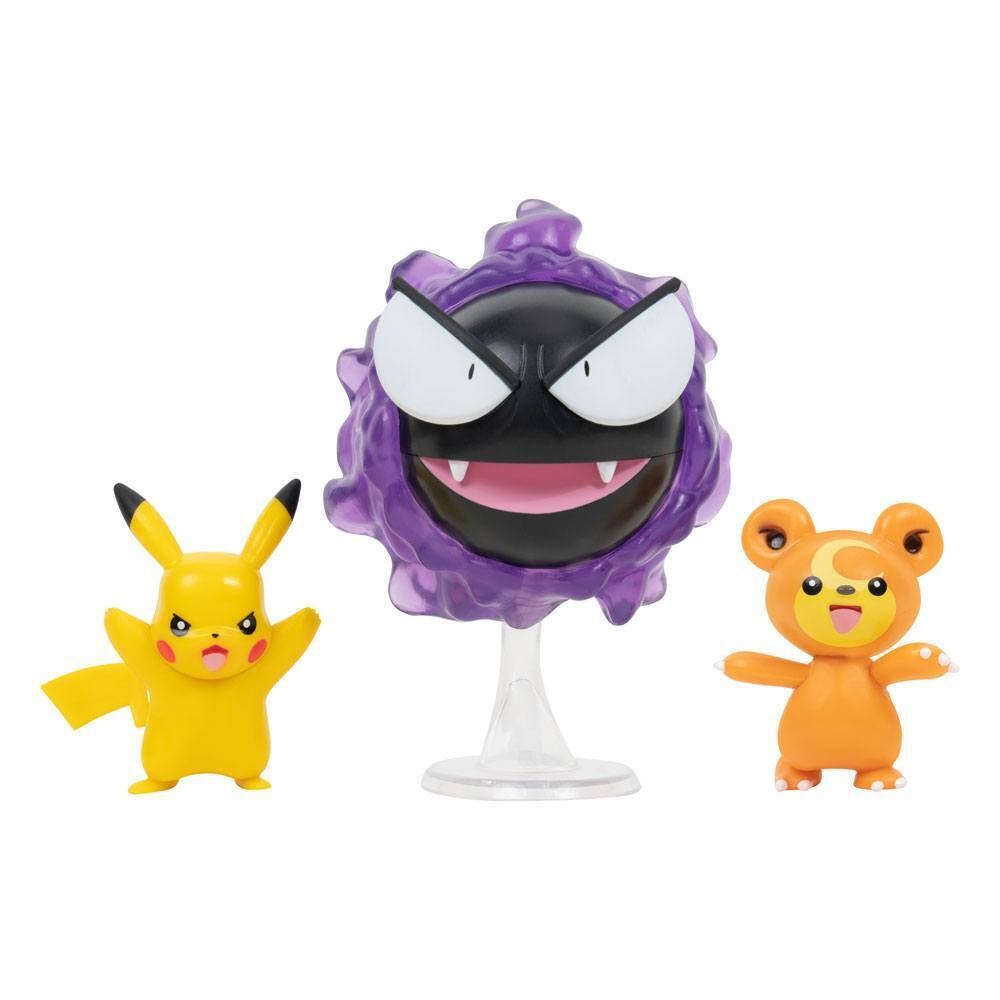 Spin Master Pokémon Battle Figure Set Pikachu, Teddiursa and Gastly