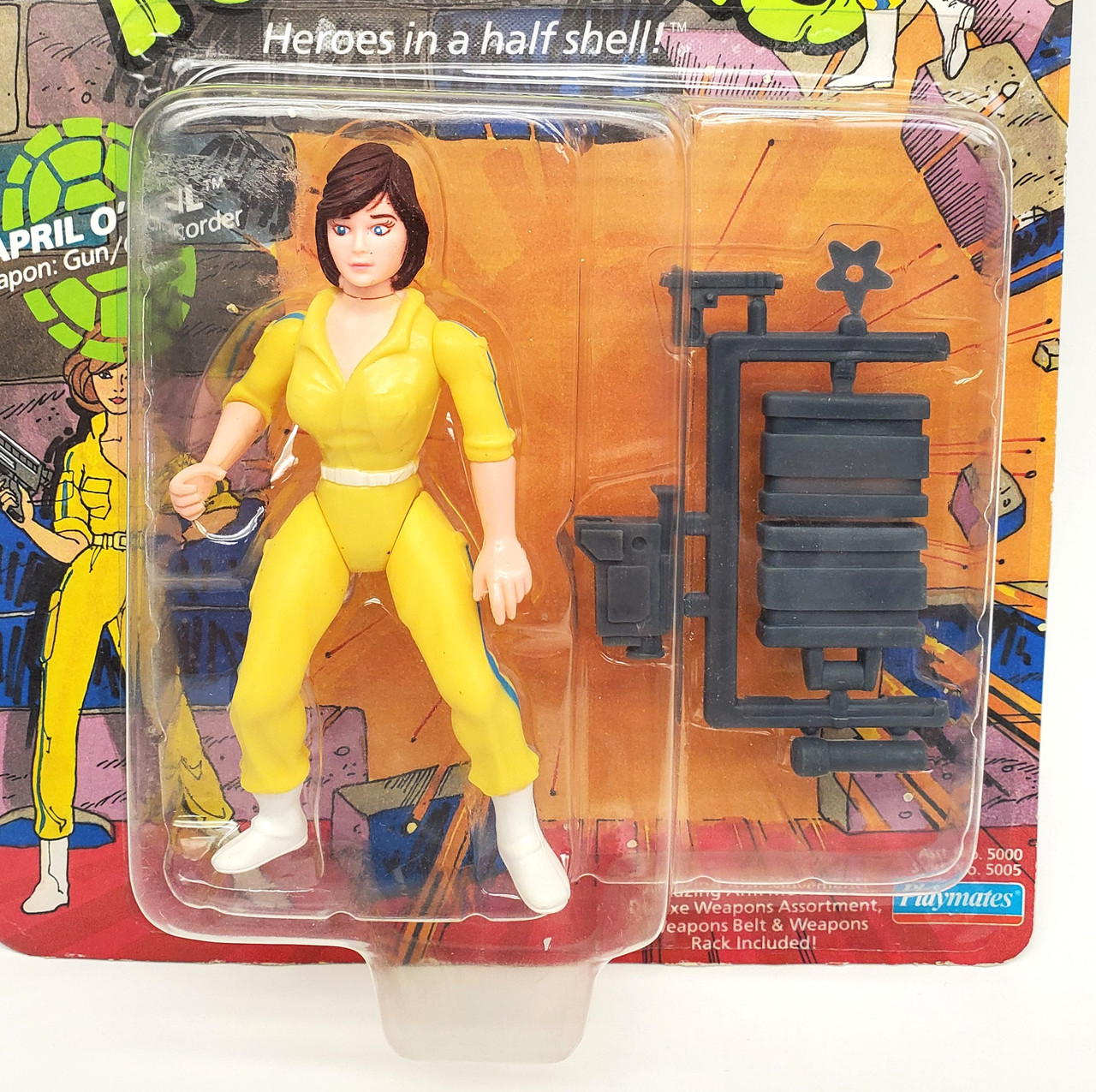 Playmates (1988) TMNT April O'Neil (Blue stripe) Action Figure 10 BACK