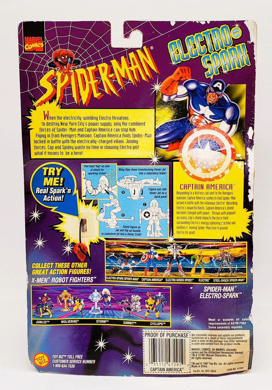 ToyBiz Spider-Man Electro Spark Captain America Action Figure