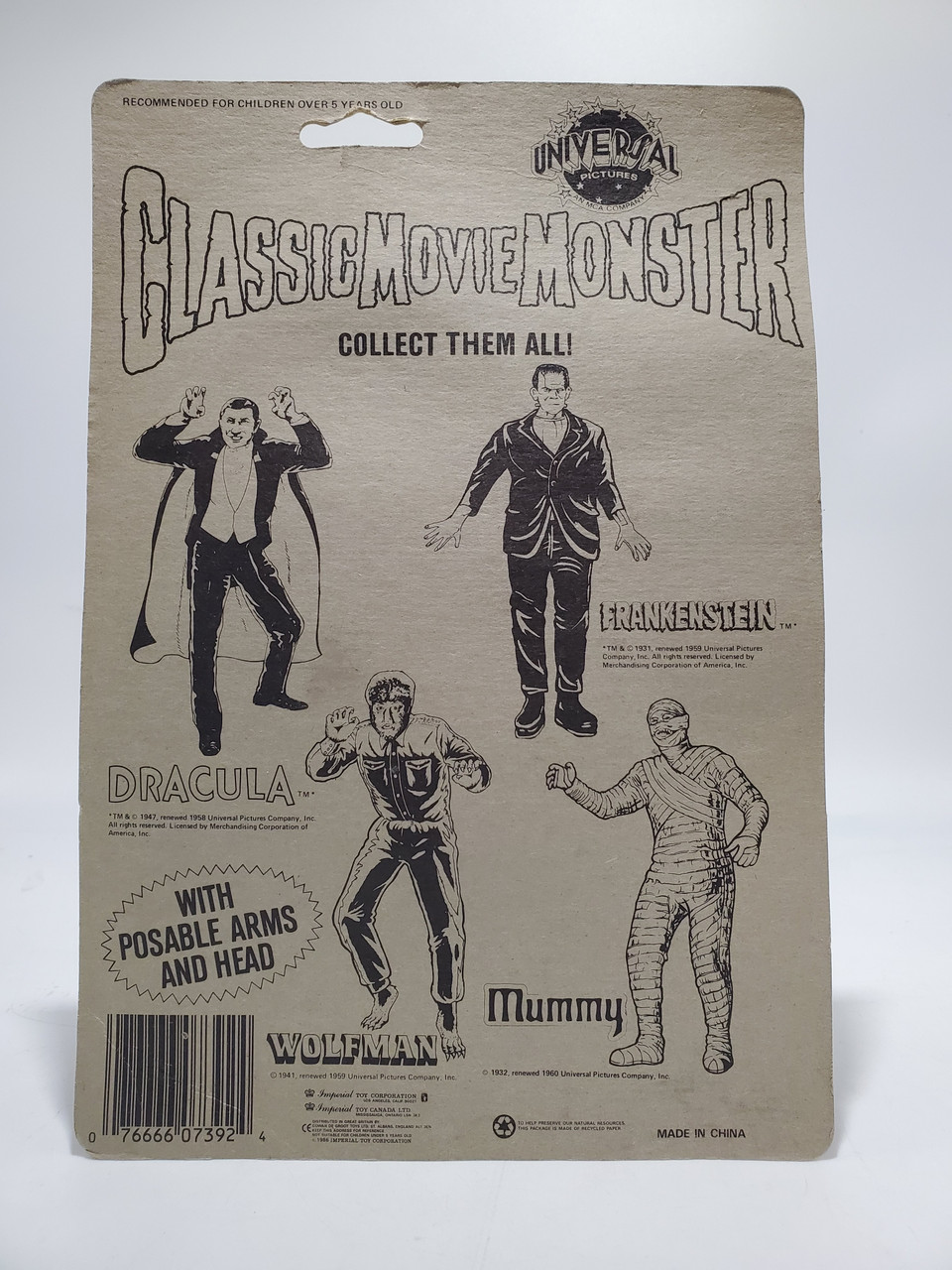 Imperial (1986) Universal Pictures Classic Movie Monsters Frankenstein