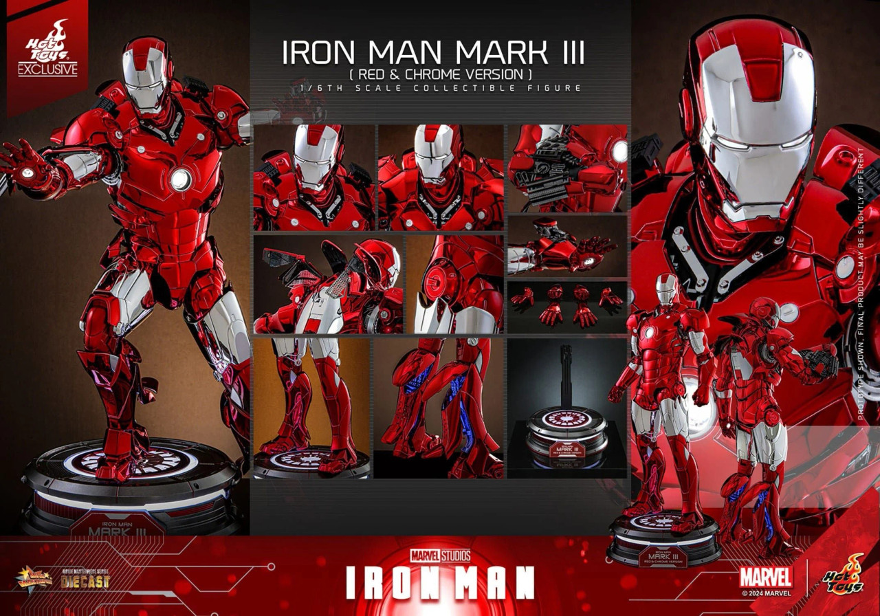 マーティ　ロマヌキアン Hot Toys Iron Man Mark III (Red and Chrome) Sixth Scale
