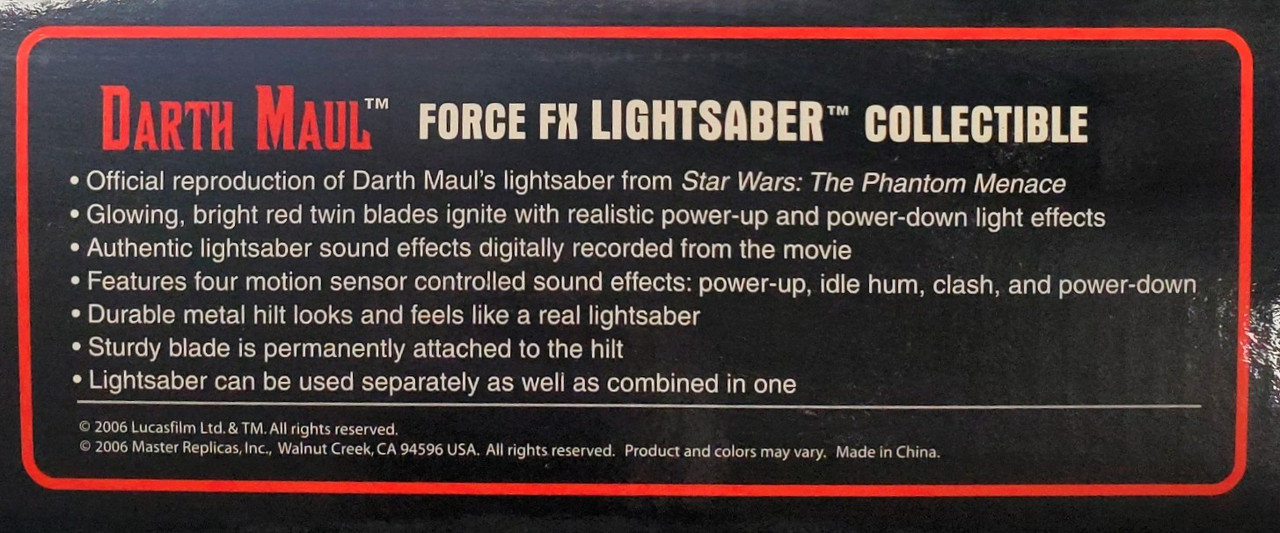 Master Replicas (2006) Star Wars Darth Maul Force FX Lightsaber