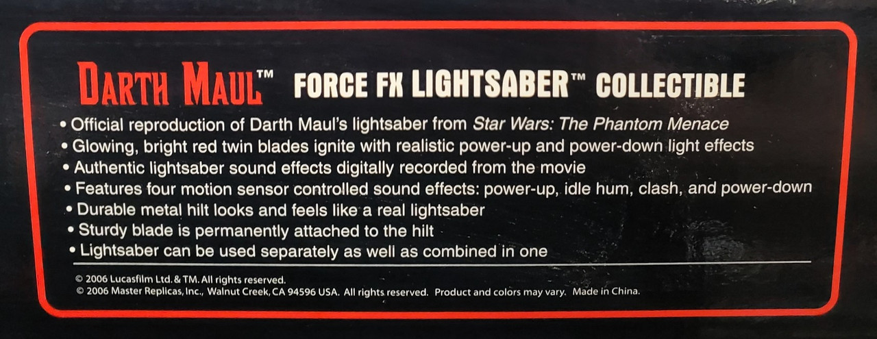 Master Replicas (2006) Star Wars Darth Maul Force FX Lightsaber