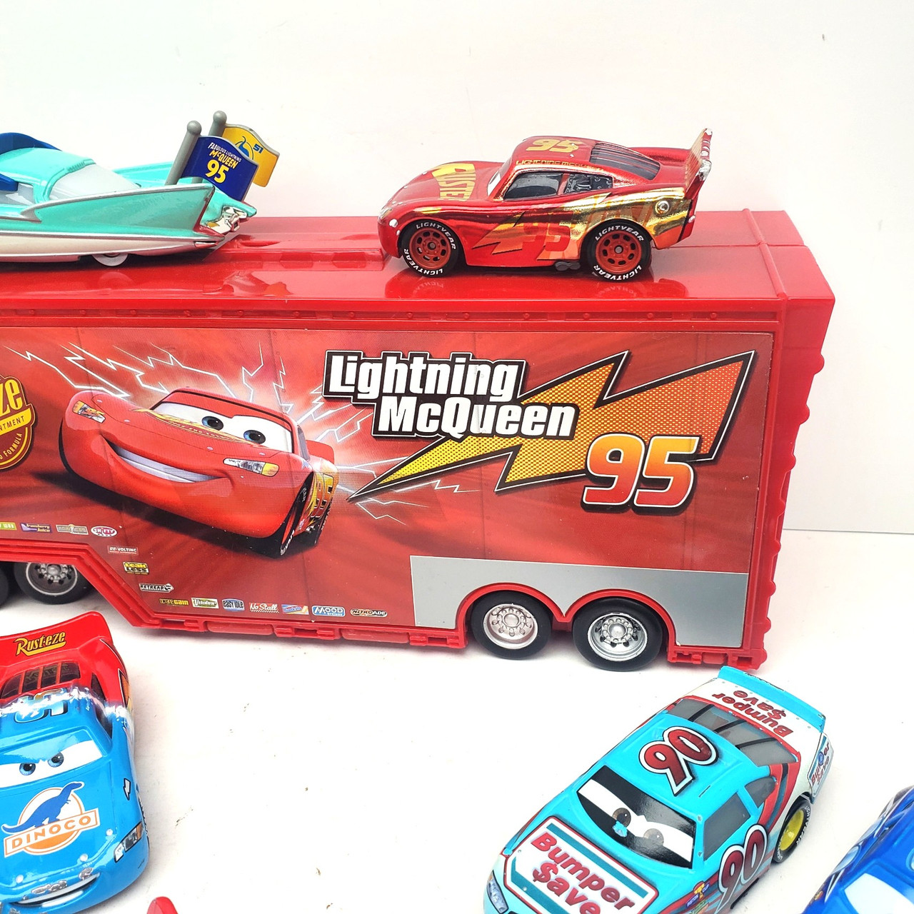 Disney Pixar Cars MACK transforming truck playset and 13 CARS (no