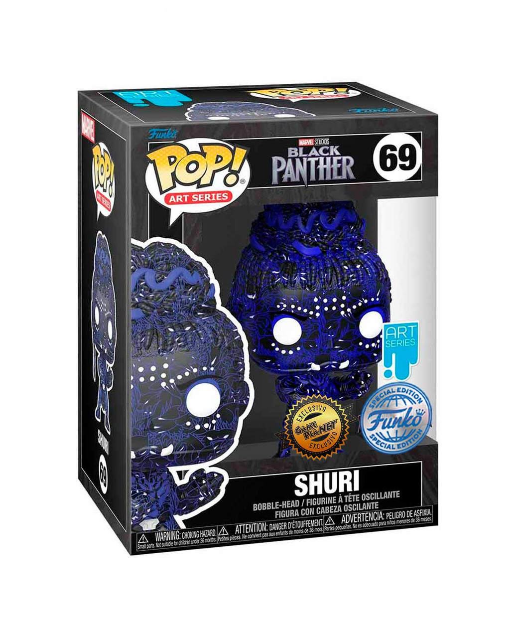 レア7inch シンガポール産POP Sanisah Huri Funko Pop! Marvel: Black Panther Shuri #69 Art Series