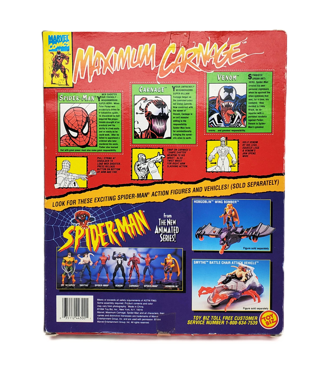 ToyBiz (1994) Spider-Man MAXIMUM CARNAGE Triple Threat action