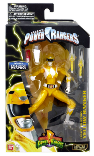 Hasbro Mighty Morphin Power Rangers Yellow Ranger 6" Action Figure With Exclusive Weapons