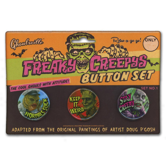 Retro-A-Go-Go Freaky Creepys Button Set #1