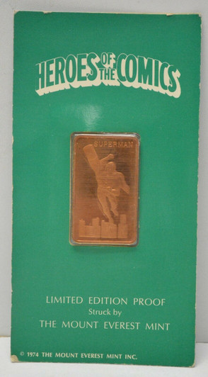DC HEROES OF THE COMICS 1974 Mount Everest Mint Superman Bronze Proof