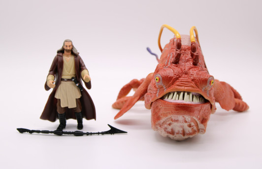 Hasbro Star Wars Phantom Menace Qui-Gon Jinn and Opee (No package)