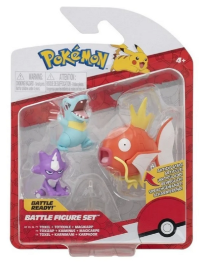 Spin Master Pokémon Battle Figure Set Toxel, Totodile and Majikarp