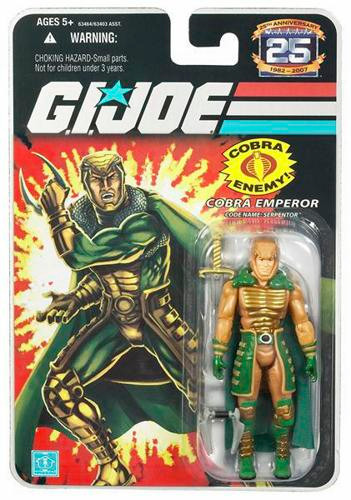 Hasbro GI Joe 25th Anniversary Serpentor Cobra Emperor FOIL CARD 3.75" action figure