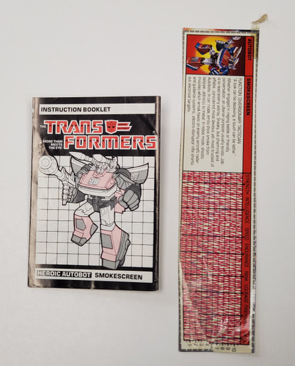 Hasbro Transformers (1985) Smokescreen Instruction booklet and Tech Specs
