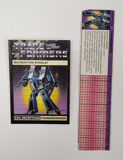 Hasbro Transformers (1984) Thundercracker Instruction booklet and Tech Specs