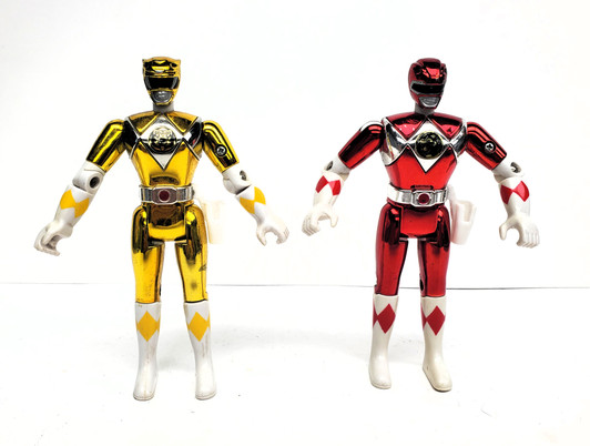 Bandai (1993) MMPR Chrome Red and Yellow 5.5" Action Figure Lot (no package)