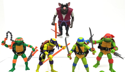 TMNT Mutant Mayhem Mike, Leo, Don, Raph and Splinter action figure set (no package)