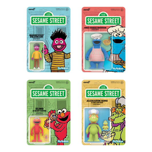 Sesame Street ReAction Figures Wave 4 Chef Cookie Monster, Elmo, Alligator King, & Roosevelt Franklin