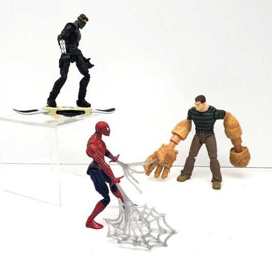 Hasbro (2003) Spider-Man 3 Green Goblin, Sandman and Spider-Man action figure lot (no package)