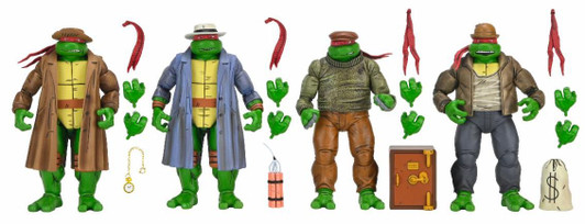 NECA Teenage Mutant Ninja Turtles (Mirage Comics) - 7” Scale Action Figure - Gangster Turtles 4 Pack