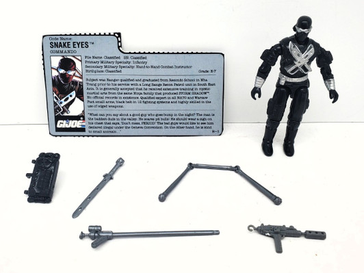 Hasbro (1989) GI JOE Snake Eyes V3 action figure complete with file card