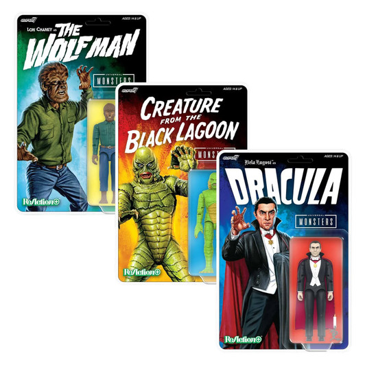 Universal Monsters ReAction+ Wave 1  Creature from the Black Lagoon, Dracula & The Wolf Man