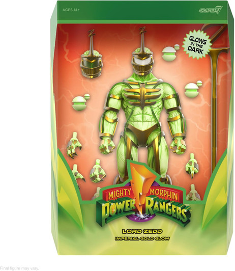 Super7 ULTIMATES! Mighty Morphin Power Rangers Lord Zedd (Imperial Gold Glow) - 7" Power Rangers Action Figure with Accessories