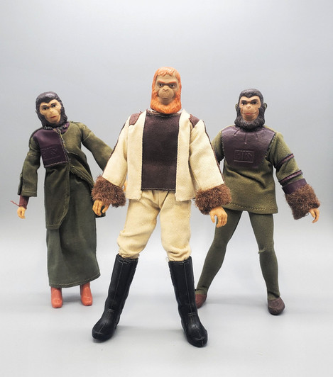 MEGO (1974) Planet of the Apes Dr. Zaius, Cornelius and Zira action figure set