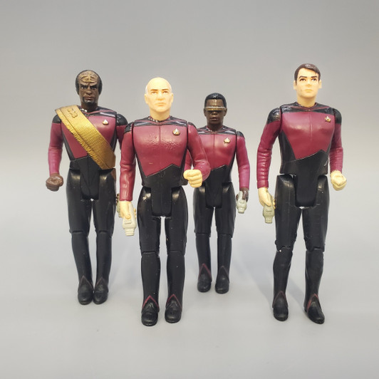 Galoob (1988) Star Trek TNG Picard, Riker, Worf and Data 3.75" action figure lot