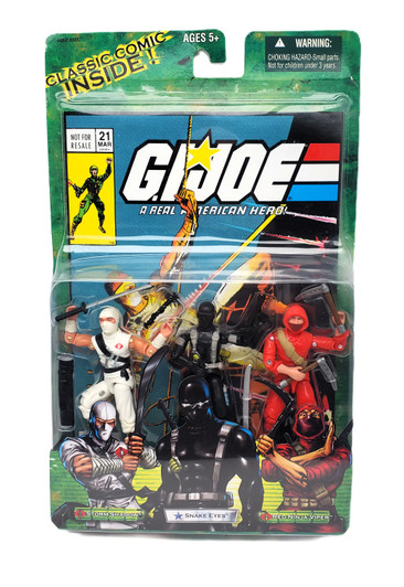 Hasbro (2005) GI Joe Valor Vs Venom Comic 3 Pack Storm Shadow, Snake Eyes and Red Ninja Viper