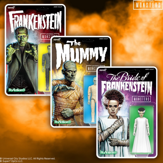 Universal Monsters ReAction+ Wave 2  Frankenstein, Bride of Frankenstein, and The Mummy