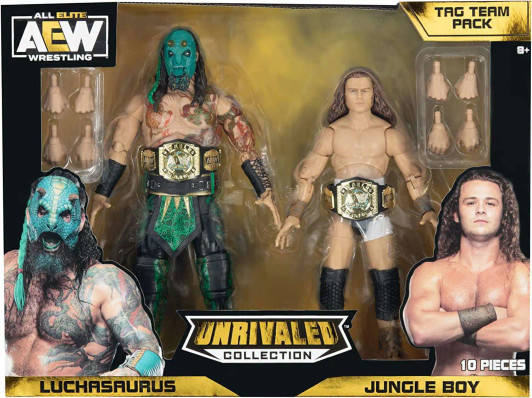 Jakks AEW Unrivaled Collection Tag Team Pack - Luchasaurus and Jungle Boy Action Figure 2 pack