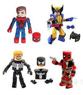 Minimates Marvel Heroes & Adversaries Set Spider-Man Venom Wolverine Deadpool