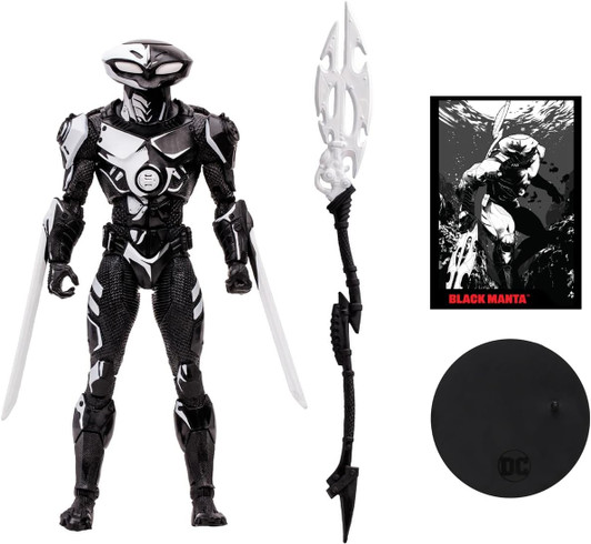 McFarlane Toys Black Manta Line Art (Page Punchers) Gold Label 7" Figure w/Aquaman Comic