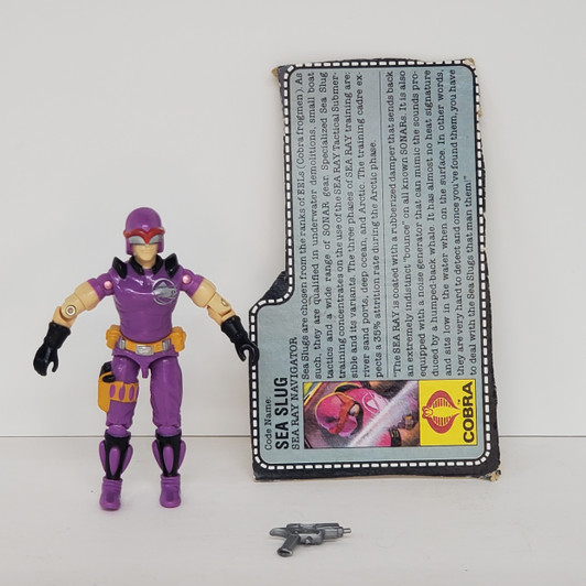 Hasbro (1987) GI JOE Sea Slug (COBRA Sea Ray Driver) action figure complete with file card