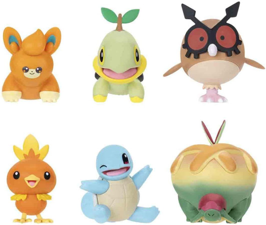 Pokémon Battle Figure Multipack Pawmi, Squirtle, Torchic, Turtwig, Hoothoot, Appletun 6 pack
