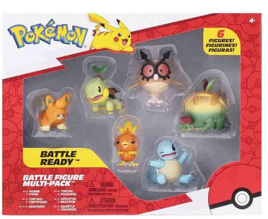 Pokémon Battle Figure Multipack Pawmi, Squirtle, Torchic, Turtwig, Hoothoot, Appletun 6 pack