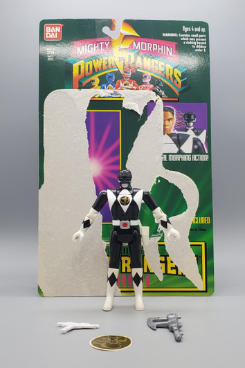 BanDai (1994) Power Rangers Auto Morphin Black Ranger Zack 5"action figure with backer card