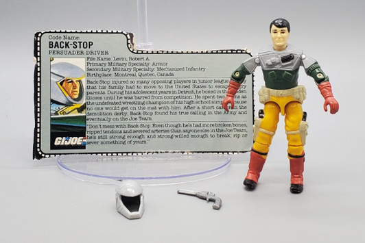 Hasbro (1987) GI JOE BACKSTOP Persuader Driver action figure complete with file card