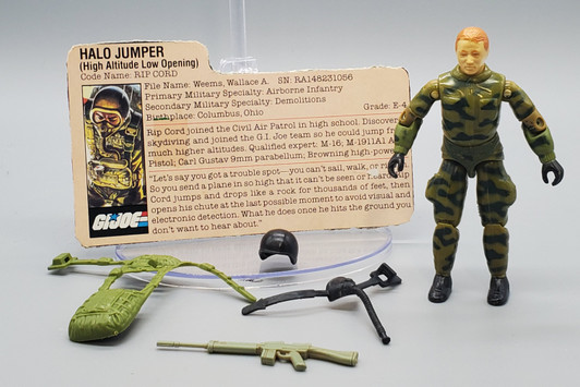 Hasbro (1984) GI JOE RIP CORD action figure complete with file card