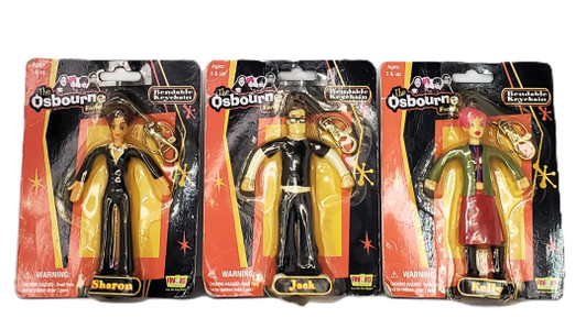 Fun 4 All (2002) The Osbourne Family Bendable Keychain set of 3 Sharon, Jack, Kelly