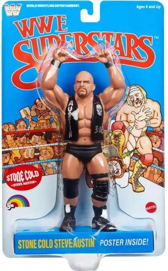 LJN WWE Superstars Stone Cold Steve Austin Action Figure, 1980s Retro 8" Collectible Toy