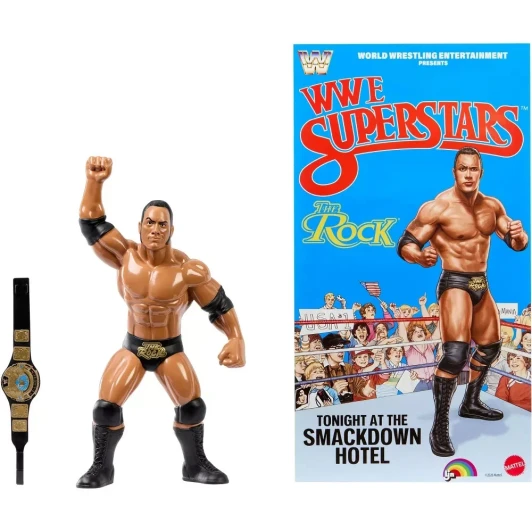 LJN WWE Superstars The Rock Action Figure, 1980s Retro 8" Collectible Toy
