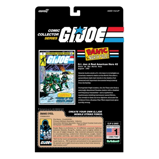 GI JOE ReAction+ Snake Eyes With Comic Book