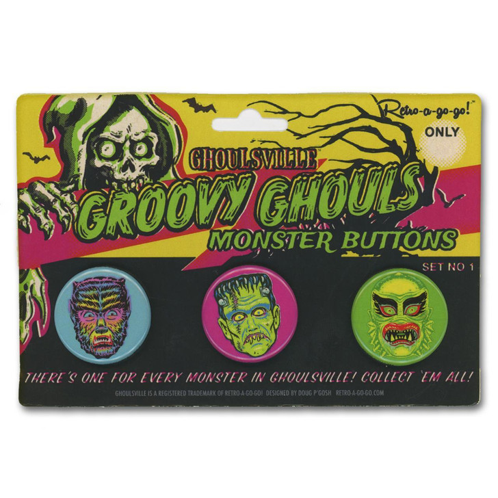 Retro-A-Go-Go Groovy Ghouls Button Set #1